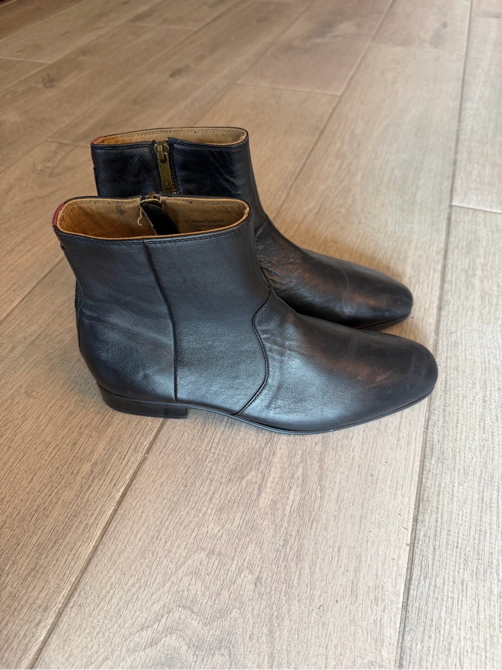 Aldo Black Leather Zip Ankle Boots